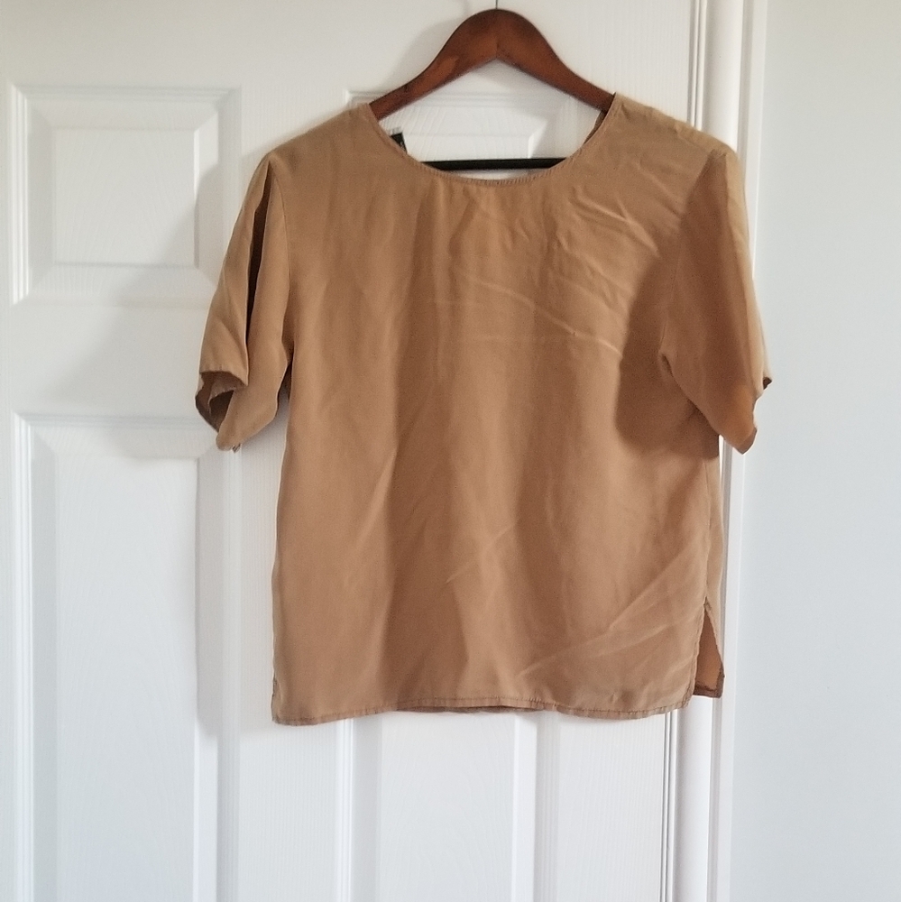 Tan silk top